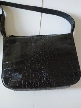 Browns Couture Vintage Black Embossed Leather Crossbody Bag